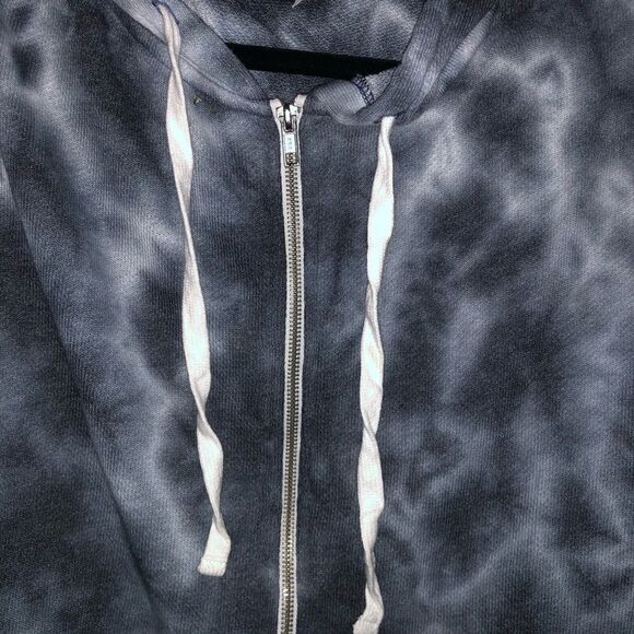 Women's Colsie Grey Tie Dye Hooded Sweatshirt Jacket - Picture 3 of 6
